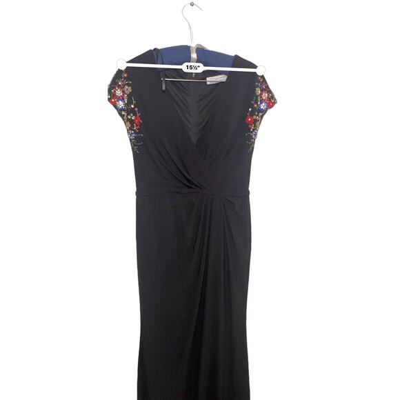MAC DUGGAL EMBELLISHED SLEEVE JERSEY WRAP GOWN size 6 (S) - Picture 8 of 12